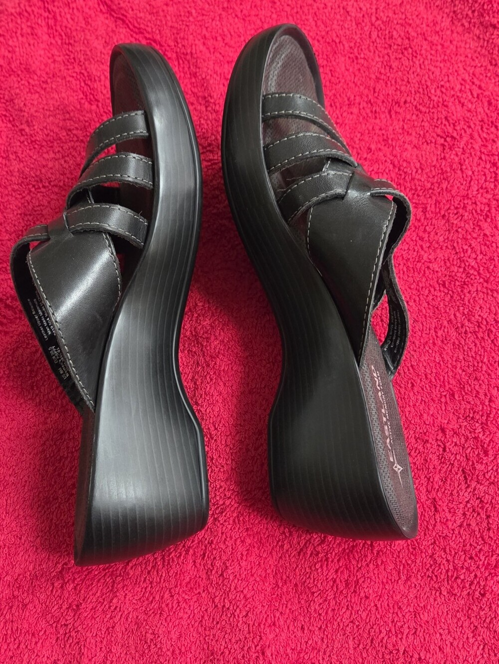 Eastland Poppy Women's Black Slide Wedge Sandals 8M - Picture 4 of 5